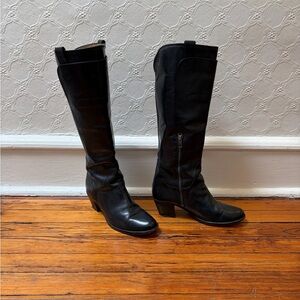 Frye knee high black leather boots
